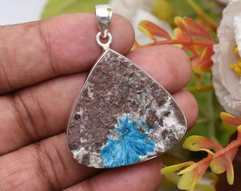 Natural Cavansite Gemstone Pendant Necklace Handmade Jewelry Necklace 925 Sterling Silver Necklace Gift For Her