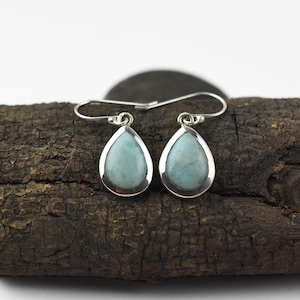 Genuine Larimar Gemstone Earring Handmade Jewelry Earring 925 Sterling Silver Earring Solid Silver Earring Gift For Her