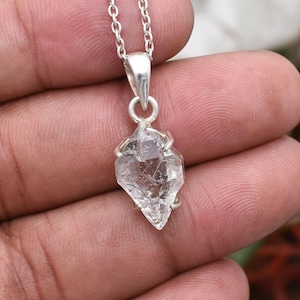 Natural Herkimer Diamond Gemstone Pendant Necklace Handmade Jewelry Necklace 925 Sterling Silver Necklace
