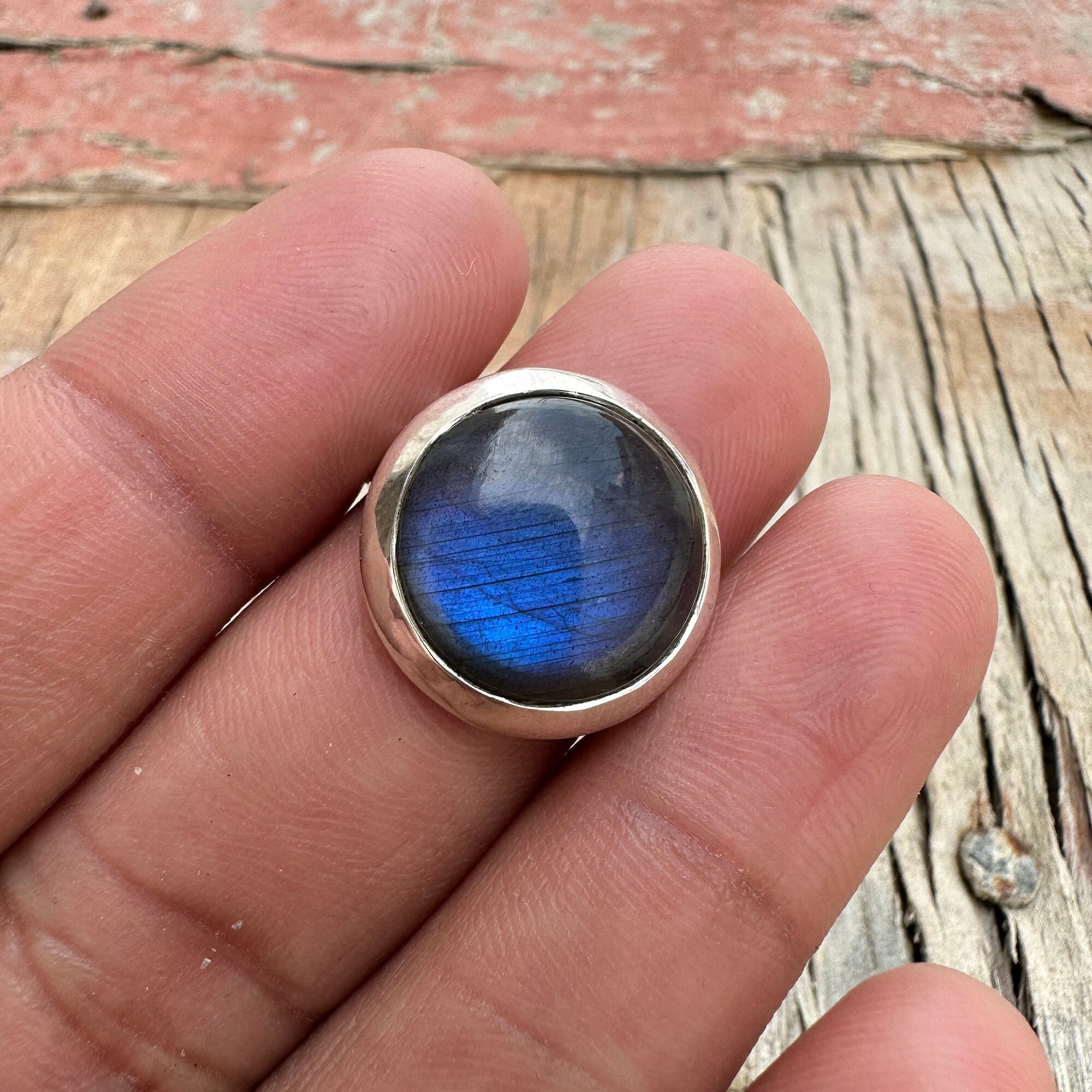 Anello Labradorite Naturale, Anello In Argento Sterling Massiccio 925, Pietra Preziosa Labradorite Blu Naturale Appariscente, Anello Da Donna, Anello Da Uomo, Anello Regalo - Italia - Foto 4