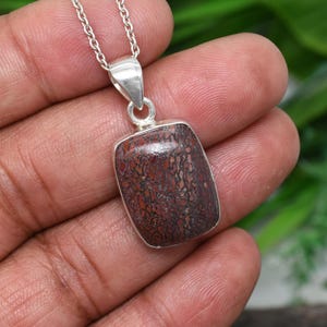 Dinosaur Bone Pendant Necklace 925 Sterling Silver Necklace Handmade Jewelry Necklace Women Jewelry Necklace