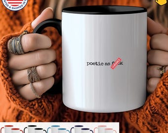 Poetic As F*ck Mug, Funny Literary Gift, Sarcastic Writer Coffee Cup, Swear Word Mug, Book Lover Gift, English Major Humor, Typewriter Text