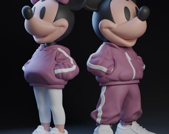 Minnie & Mickey urban art toy STL files for 3D printing (now includes colour 3mf files!)