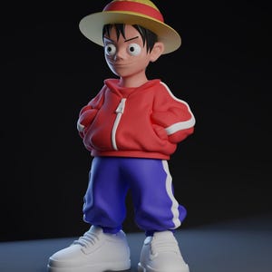 Monkey D. Luffy (one piece) urban art toy STL file for 3D printing (with colour 3mf files)