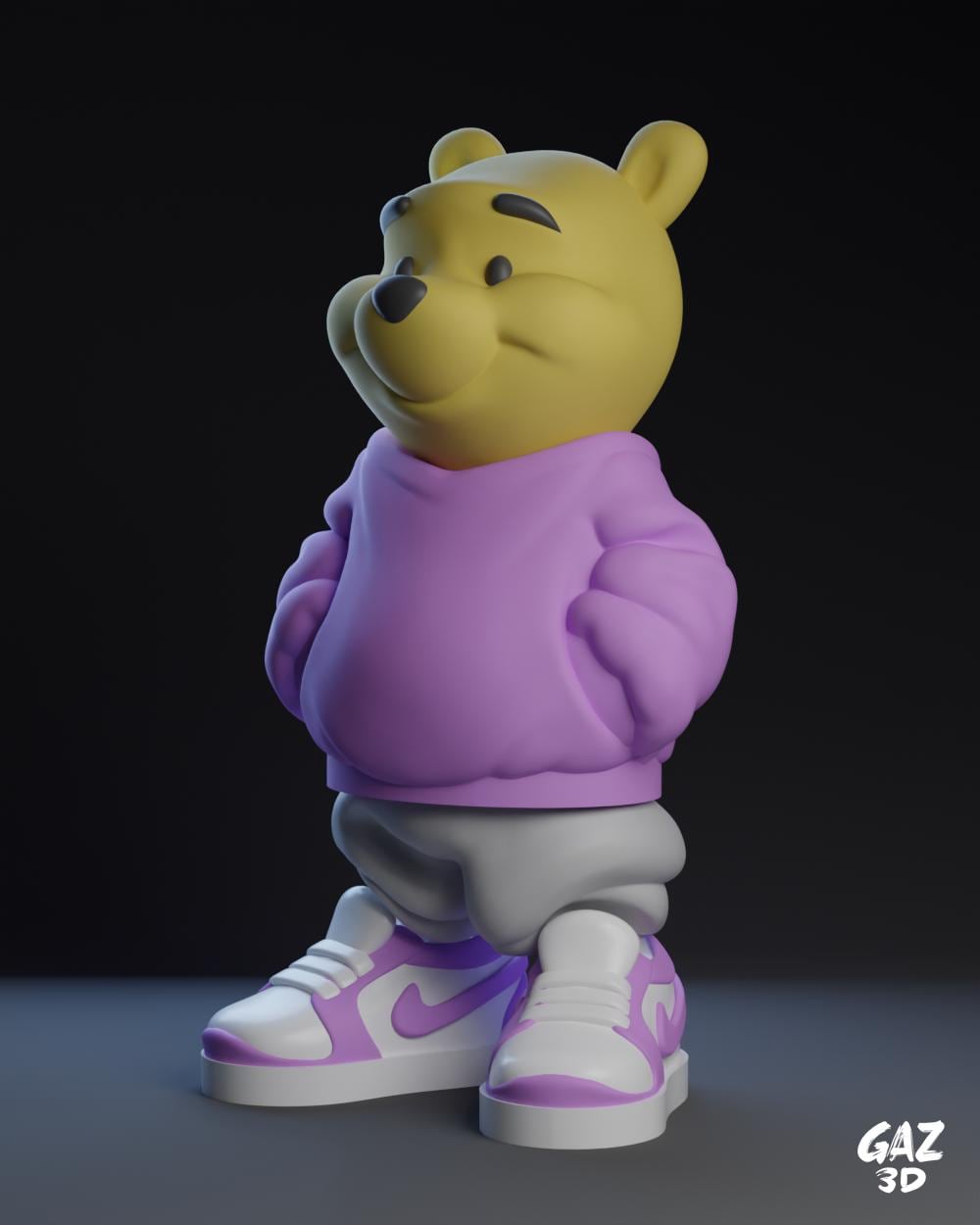 Winnie the Pooh Urban Art Toy STL and Color 3MF Files for 3D