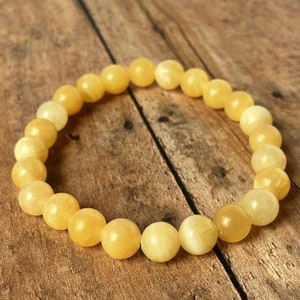 Honey Calcite Gemstone Bracelet for women, Beaded stretch bracelet, Boho jewelry, Self Care, Healing bracelet, Wellness , Meditation, 8 MM