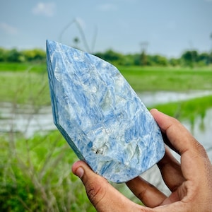 Natural 130MM Blue Kyanite Crystal Free From Metaphysical Meditation Energetic Cleaning Master Healer Balance All Chakras Crystal.
