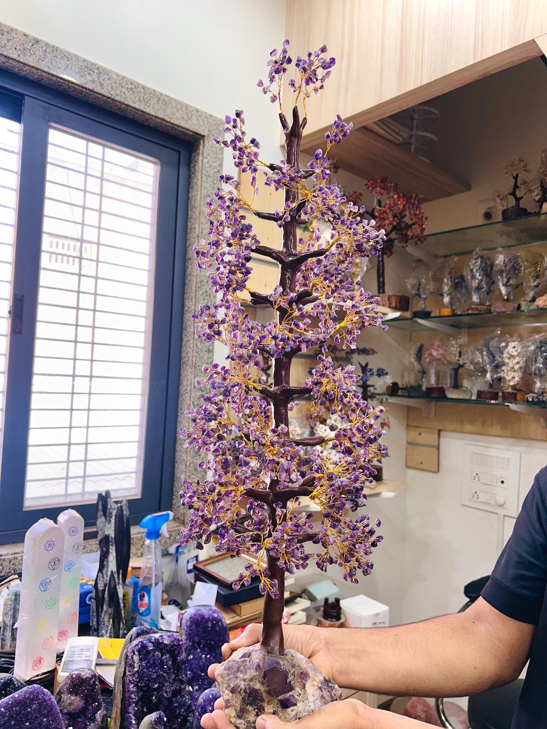 Large Amethyst Crystal Tree on Amethyst Cluster Rough Stone, Huge ...