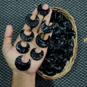 Black Obsidian Moonstone | Obsidian Gemstone Crescent Moon Carving | Obsidian Moonstone | Moonstone Shaped | Crystal Crescent