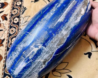 XXL Natural Lapis Lazuli Shiva Lingam 300MM | 13.5KG Blue Crystal Lingam | Large Healing Stone | Meditation Altar Decor | Rare Handmade Gift