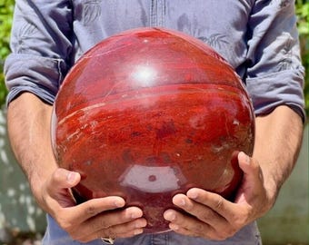 Customized  Red Jasper Sphere Large Crystal Ball Chakra Healing Stone Natural Crystal Decor Aura Metaphysical Power Charged Decoration Ball
