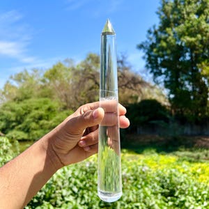 Large 260MM Clear Quartz wand-32 faceted Rare wand-crystals wand-faceted cut wand-high energy-carved and polished wand-healing wand