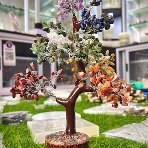 7 Chakra Tree Of Life, Crystal Tree For Positive Energy - Meditation, Fang shui Money Bonsai Tree Healing Gemstone Artificial Tree.