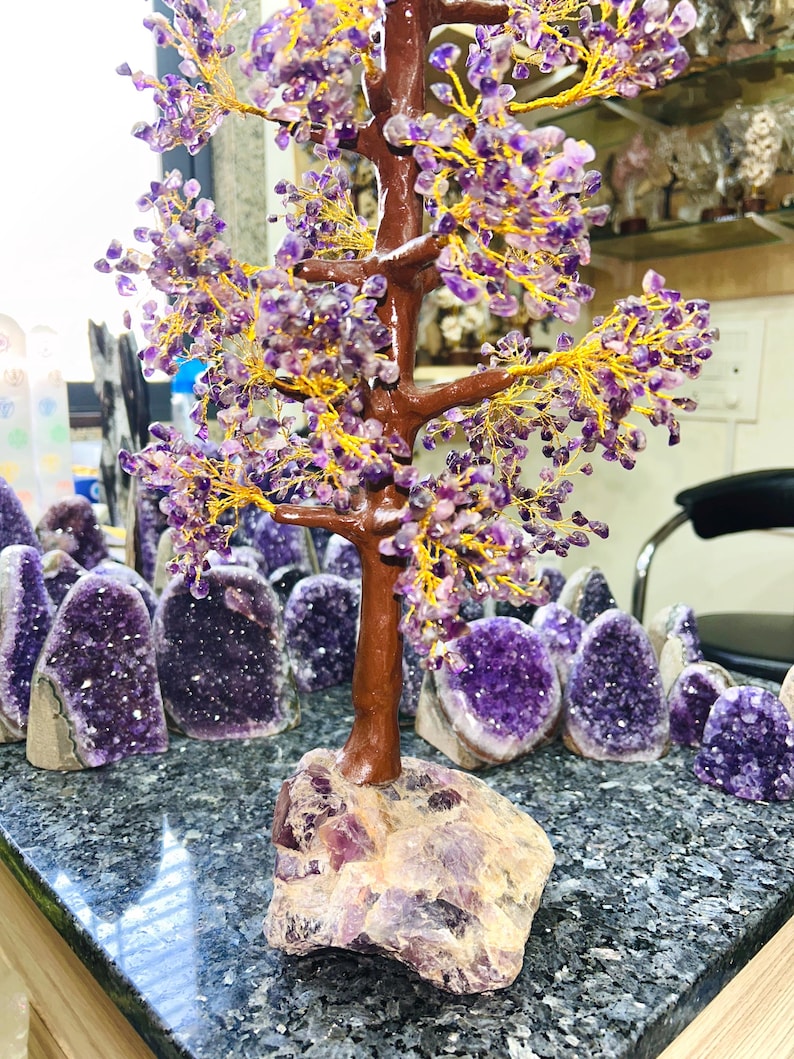 Large Amethyst Crystal Tree on Amethyst Cluster Rough Stone, Huge ...