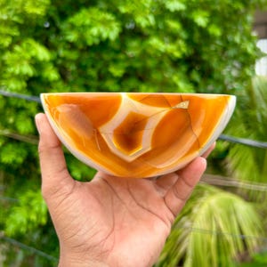 6 inches Natural Carnelian Crystal Metaphysical Meditation Spiritual Crystal Healing Bowl For Home Kitchen Crystal Bowl Red Carnelian Agate