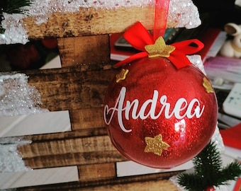 Pallina di Natale Personalizzata con nome a scelta decorazione natalizia palla da 10 cm sfera idea regalo originale