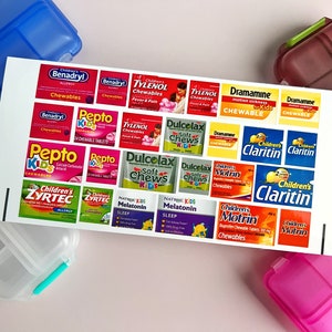 Children's Medicine Labels Peel and Stick Medication Labels Pill Box Label Pocket Pharmacy Labels Stickers Pill Box Kids Medicine Stickers
