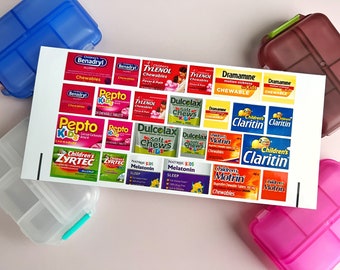 Children's Medicine Labels Peel and Stick Medication Labels Pill Box Label Pocket Pharmacy Labels Stickers Pill Box Kids Medicine Stickers