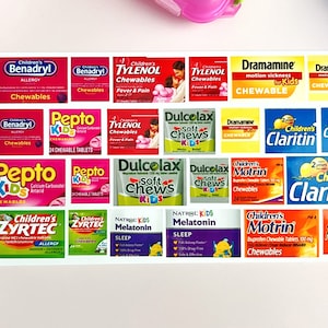 Etiquetas de medicamentos para crianças, etiquetas de medicamentos para descascar e colar, caixa de comprimidos, rótulos de bolso, farmácia, caixa de comprimidos, adesivos de medicamentos para crianças