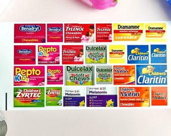 Etiquetas de medicamentos para niños: pegatinas para organizar el pastillero