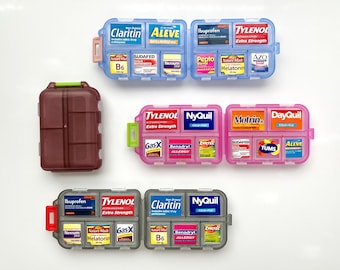 Pastillero de bolsillo personalizado: etiquetas impermeables para medicamentos, organizador de viaje