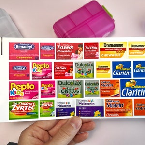 Medicijnetiketten voor kinderen Schil en plak medicijnetiketten Pillendoosje Etiket Zakapotheek Etiketten Stickers Pillendoosje Medicijnstickers Kinderen