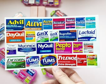 Etiquetas para medicamentos, pegatinas para pastilleros, vinilo impermeable (25 etiquetas)
