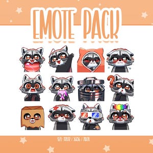 Cute Raccoon Emotes Set 1, Chibi Raccoon Twitch Emotes, Cute and Kawaii Emotes, Ready To Use for Twitch / Discord