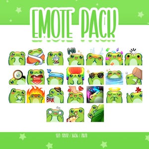 Cute Frog Bundle Pack - 24 Emote, Chibi Frog Twitch Emotes, Cute and Kawaii Emotes, Ready To Use for Twitch / Discord