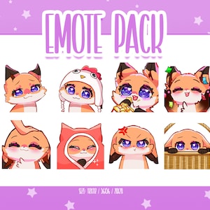 Chibi Fox Emotes Set 2, Cute Fox Twitch Emotes, Cute and Kawaii Emotes, Ready To Use for Twitch / Discord