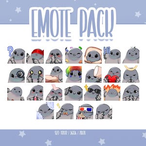 Cute Pigeon Bundle Pack - 25 Emote, Chibi Pigeon Twitch Emotes, Cute and Kawaii Emotes, Ready To Use for Twitch / Discord