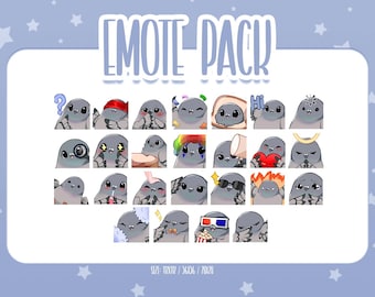 Cute Pigeon Bundle Pack - 25 Emote, Chibi Pigeon Twitch Emotes, Cute and Kawaii Emotes, Ready To Use for Twitch / Discord