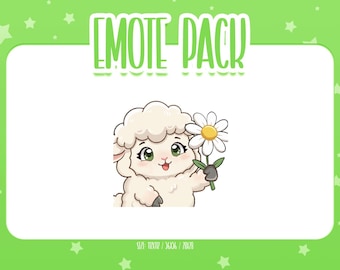 Animated Sheep Flower Emote 8, Animated Sheep Twitch Emotes, Cute and Kawaii Emotes, Ready To Use for Twitch / Discord