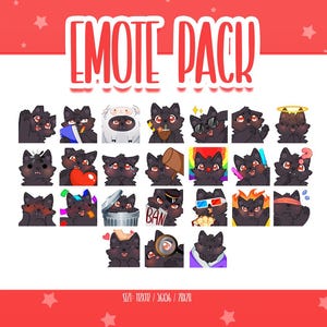 Cute Black Wolf Bundle Pack - 24 Emote, Chibi Wolf Twitch Emotes, Cute and Kawaii Emotes, Ready To Use for Twitch / Discord