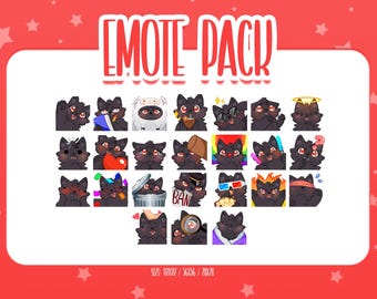 Cute Black Wolf Bundle Pack - 24 Emote, Chibi Wolf Twitch Emotes, Cute and Kawaii Emotes, Ready To Use for Twitch / Discord