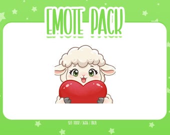 Animated Sheep Heart Emote 2, Animated Sheep Twitch Emotes, Cute and Kawaii Emotes, Ready To Use for Twitch / Discord