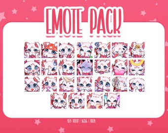 Cute Kitsune Bundle Pack - 25 Emote, Cute Kitsune Twitch Emotes, Cute and Kawaii Emotes, Ready To Use for Twitch / Discord