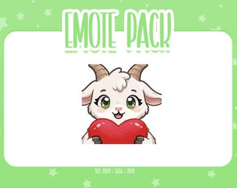 Animated Goat Heart Emote 2,  Animated Goat Twitch Emotes, Cute and Kawaii Emotes, Ready To Use for Twitch / Discord