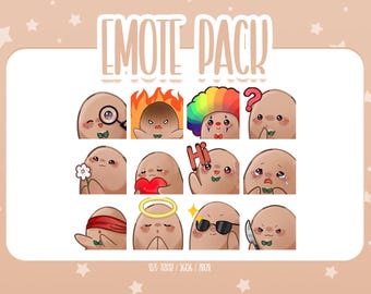 Cute Potato Emote Set 1, Cute Potato Twitch Emotes, Cute and Kawaii Emotes, Ready To Use for Twitch / Discord