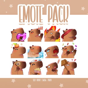 Cute Capybara Emotes Set, Chibi Capybara Twitch Emotes, Cute and Kawaii Emotes, Ready To Use for Twitch / Discord