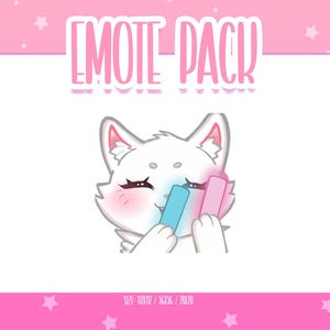 Animated White Cat Light Stick Emote 6, Animated Cat Twitch Emotes, Cute and Kawaii Emotes, Ready To Use for Twitch / Discord