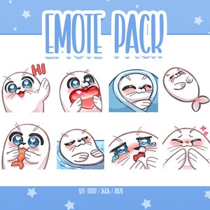 Chibi Seal Emotes Set, Cute Seal Twitch Emotes, Cute and Kawaii Emotes, Ready To Use for Twitch / Discord