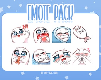 ちびアザラシの絵文字セット、かわいいアザラシのTwitch絵文字、かわいい絵文字、Twitch / Discordですぐに使える