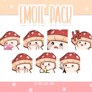 Chibi-Pilz-Emotes-Set, süße Pilz-Twitch-Emotes, süße und Kawaii-Emotes, sofort einsatzbereit für Twitch / Discord