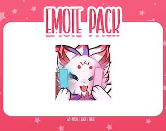 Animated Kitsune Light Stick Emote 8, Animated Kitsune Twitch Emotes, Cute and Kawaii Emotes, Ready To Use for Twitch / Discord