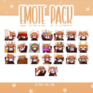 Cute Red Panda Bundle Pack - 23 Emote, Chibi Red Panda Twitch Emotes, Cute and Kawaii Emotes, Ready To Use for Twitch / Discord