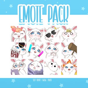 Cute Bunny Emote Set 2, Chibi Bunny Twitch Emotes, Cute and Kawaii Emotes, Ready To Use for Twitch / Discord