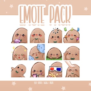 Cute Potato Emote Set 2, Cute Potato Twitch Emotes, Cute and Kawaii Emotes, Ready To Use for Twitch / Discord