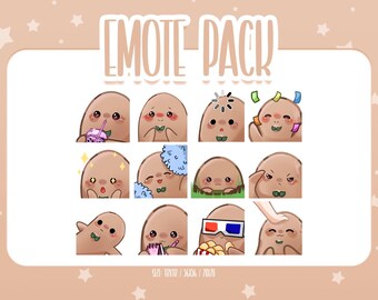 Cute Potato Emote Set 2, Cute Potato Twitch Emotes, Cute and Kawaii Emotes, Ready To Use for Twitch / Discord