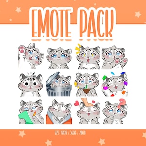 Söt snöleopard-emote-set 1, Chibi snöleopard Twitch-emotes, söta och kawaii-emotes, redo att användas för Twitch / Discord